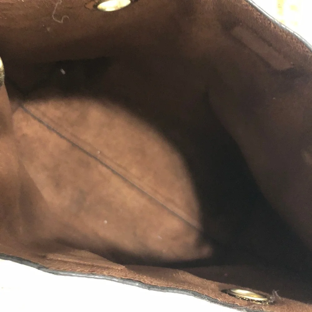 Calvin Klein Monogram Bucket Bag Tote Purse Dark Brown Gold Hardware‎